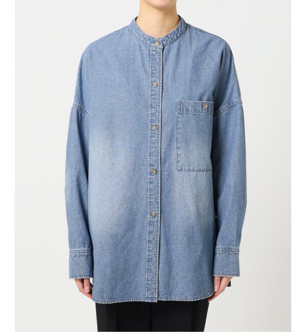 Spick and Span「《追加》バンドカラーボックスダンガリーシャツ」|シャツ・ブラウス|