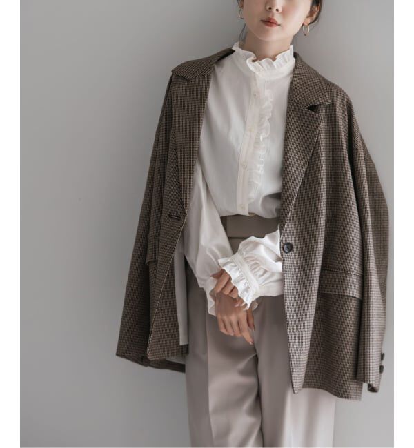 NOBLE「シルキーコットンフリルディテールブラウス」|シャツ・ブラウス|