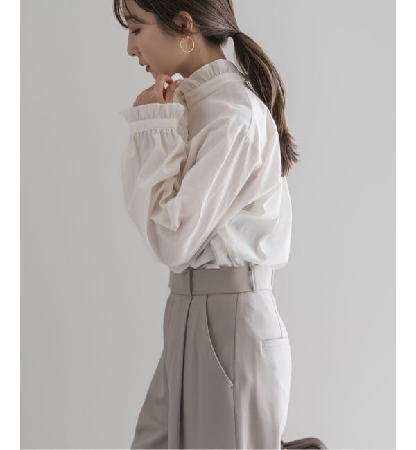 NOBLE「シルキーコットンフリルディテールブラウス」|シャツ・ブラウス|