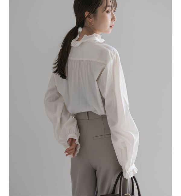 NOBLE「シルキーコットンフリルディテールブラウス」|シャツ・ブラウス|