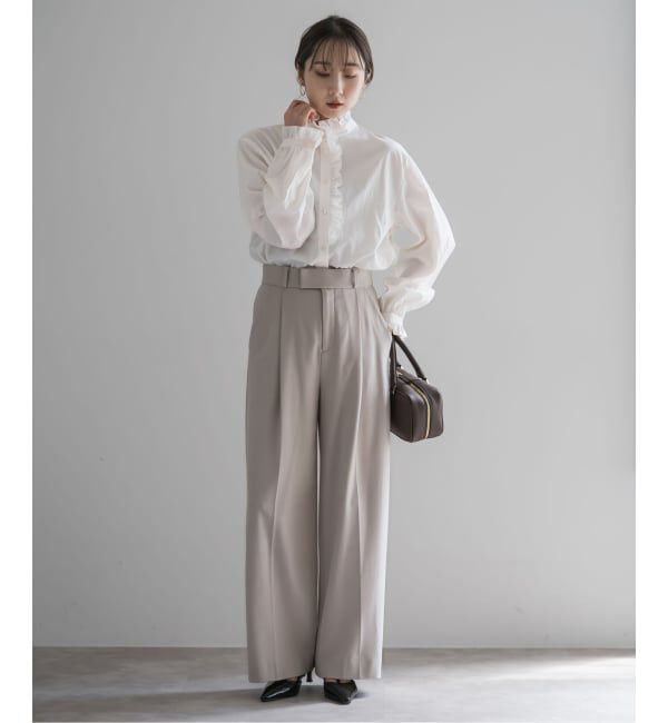 NOBLE「シルキーコットンフリルディテールブラウス」|シャツ・ブラウス|