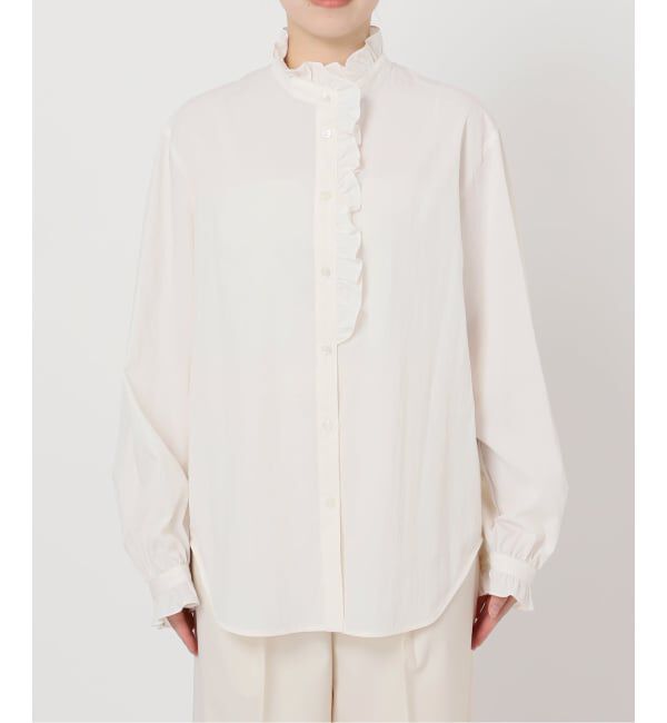 NOBLE「シルキーコットンフリルディテールブラウス」|シャツ・ブラウス|