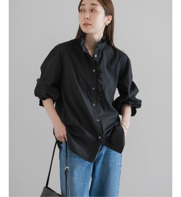 NOBLE「シルキーコットンフリルディテールブラウス」|シャツ・ブラウス|