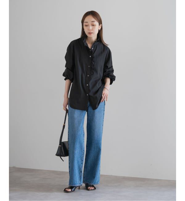 NOBLE「シルキーコットンフリルディテールブラウス」|シャツ・ブラウス|