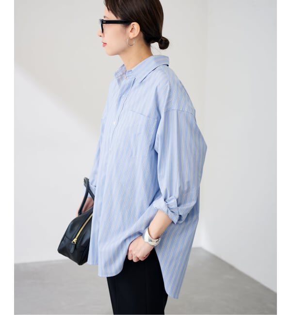 FRAMeWORK「コットンロングシャツ」|シャツ・ブラウス|サックスブルー