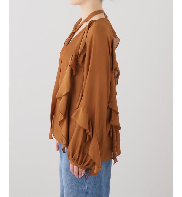 NOBLE「ドライシフォンナロータイラッフルブラウス」|シャツ・ブラウス|