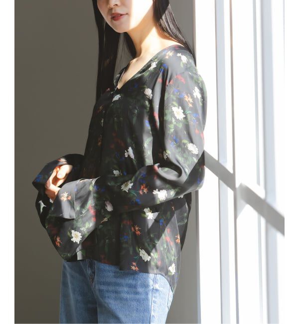 NOBLE「フラワープリントスリットスリーブブラウス」|シャツ・ブラウス|