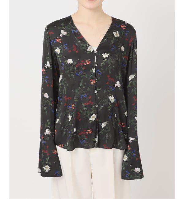 NOBLE「フラワープリントスリットスリーブブラウス」|シャツ・ブラウス|
