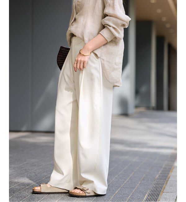 FRAMeWORK「≪追加予約≫タックカーブバックゴムパンツ」|スラックス|ホワイト