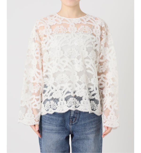 Spick and Span「《予約》コードエンブロイダリーチュールブラウス」|シャツ・ブラウス|