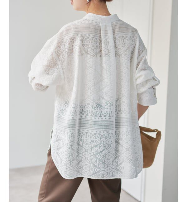 Spick and Span「《予約》スタンドカラーレースシャツ」|シャツ・ブラウス|