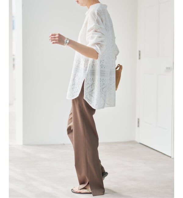 Spick and Span「《予約》スタンドカラーレースシャツ」|シャツ・ブラウス|