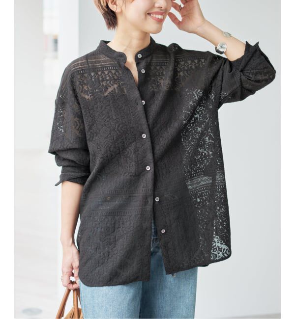 Spick and Span「《予約》スタンドカラーレースシャツ」|シャツ・ブラウス|