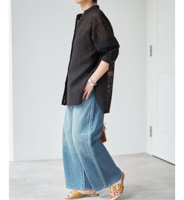 Spick and Span「《予約》スタンドカラーレースシャツ」|シャツ・ブラウス|