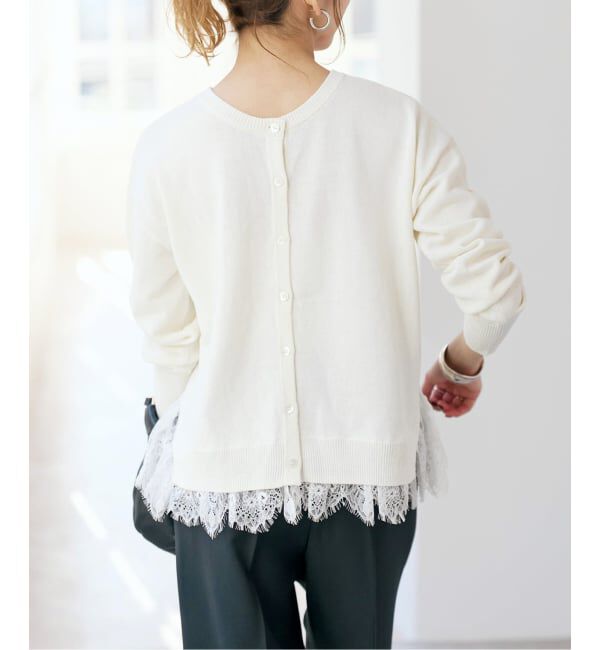 Spick and Span「《予約》レースドッキング2WAYカーディガン」|カーディガン|