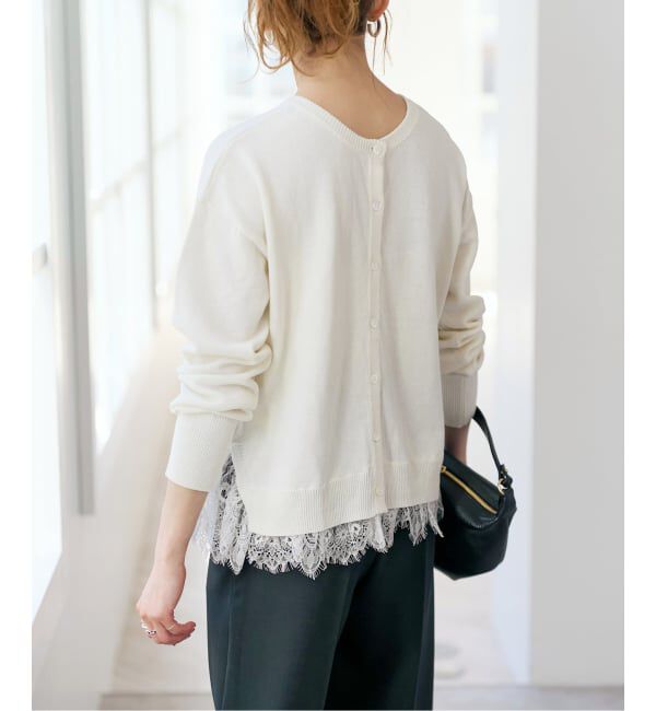 Spick and Span「《予約》レースドッキング2WAYカーディガン」|カーディガン|