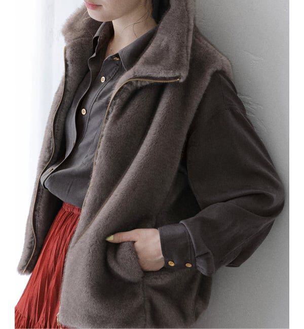  「《追加》【洗える】シュシュSETピーチサテン起毛シャツ」|シャツ・ブラウス|ブラウン