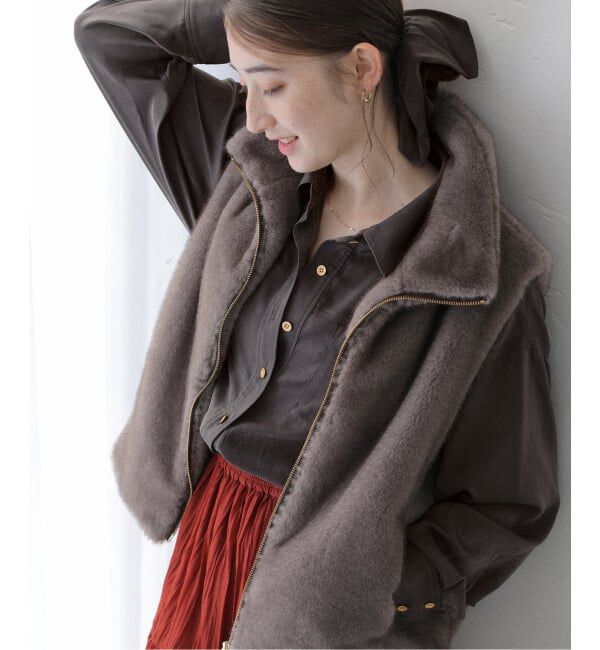  「《追加》【洗える】シュシュSETピーチサテン起毛シャツ」|シャツ・ブラウス|