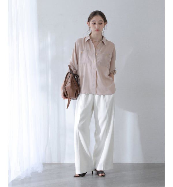  「《追加》【洗える】シュシュSETピーチサテン起毛シャツ」|シャツ・ブラウス|