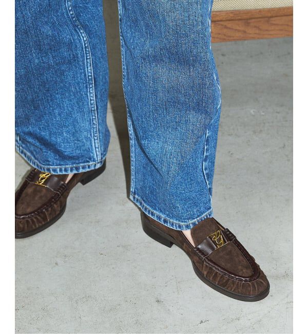 GRISE「GRISEレザーギャザーローファー」|ローファー|ブラウン