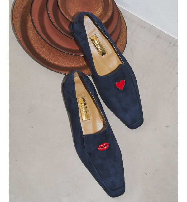 GRISE「GRISEレザーナロースクエアモチーフローファー」|ローファー|ネイビー