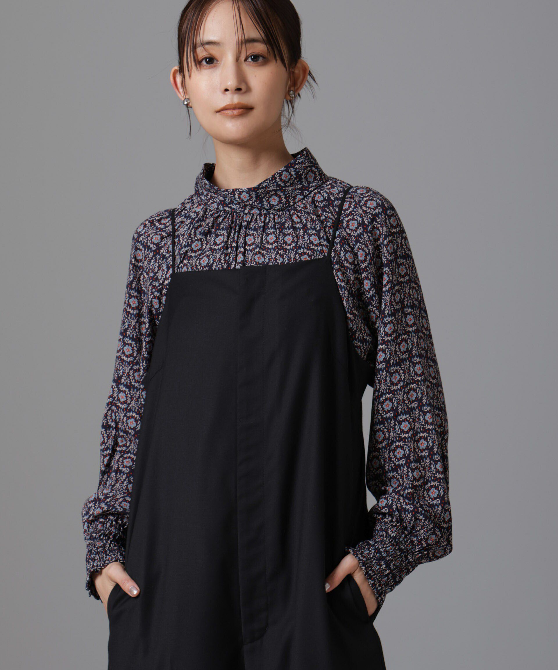 nano･universe「サークルフラワープリントギャザーブラウス」|シャツ・ブラウス|