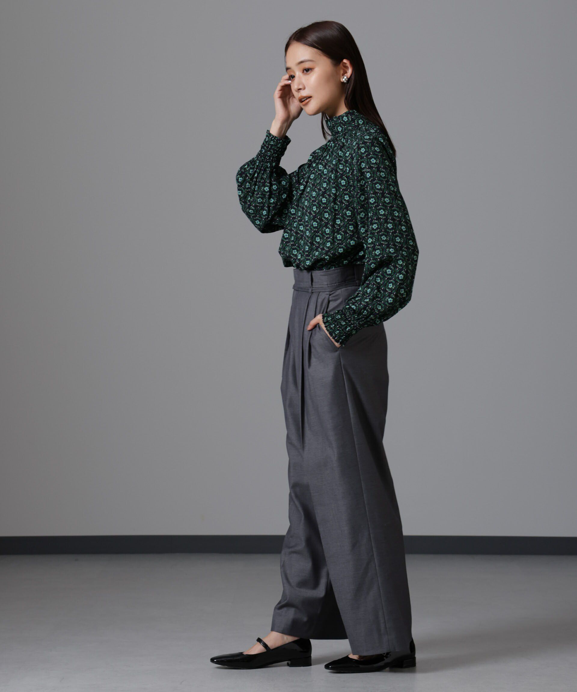 nano･universe「サークルフラワープリントギャザーブラウス」|シャツ・ブラウス|