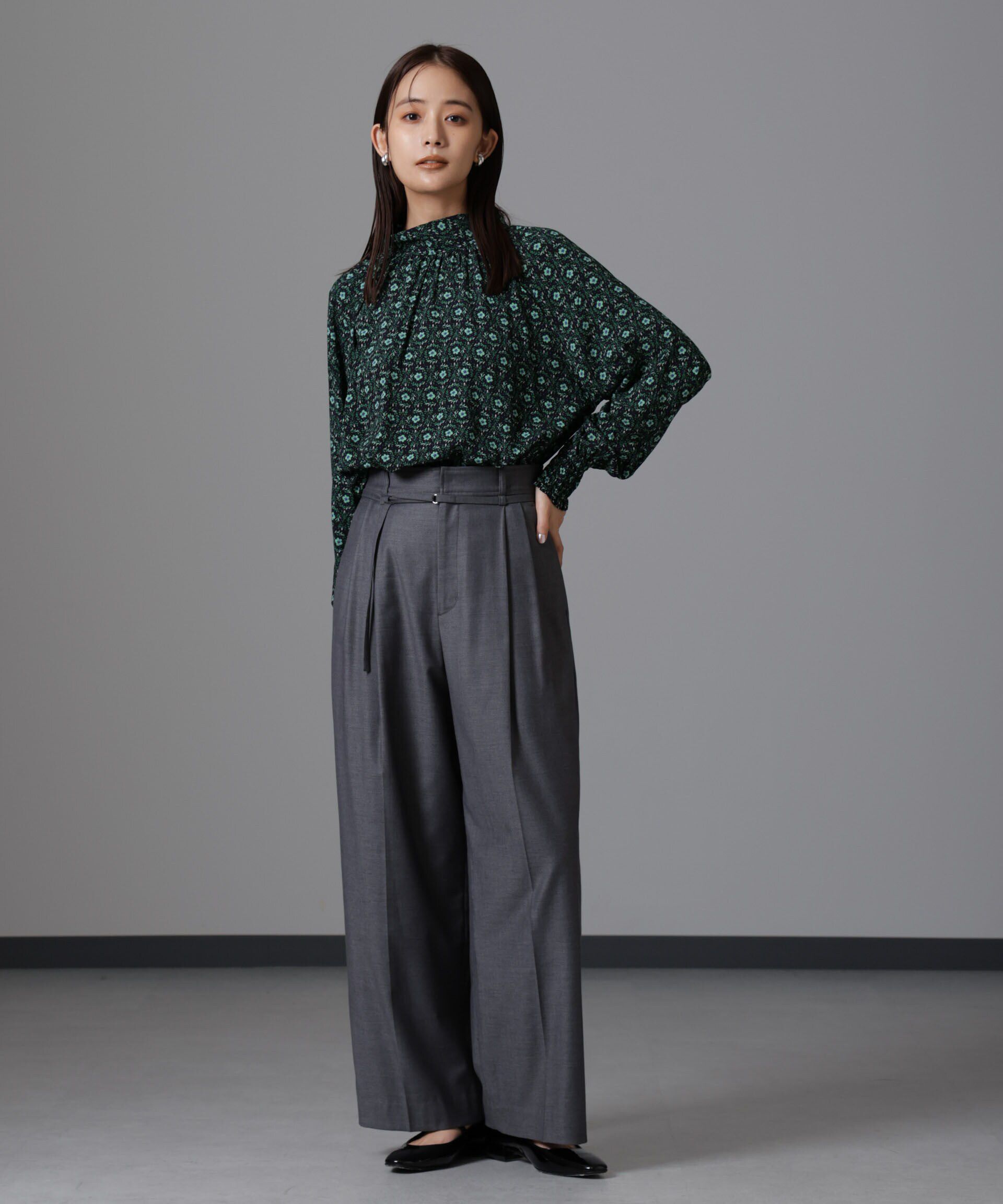 nano･universe「サークルフラワープリントギャザーブラウス」|シャツ・ブラウス|