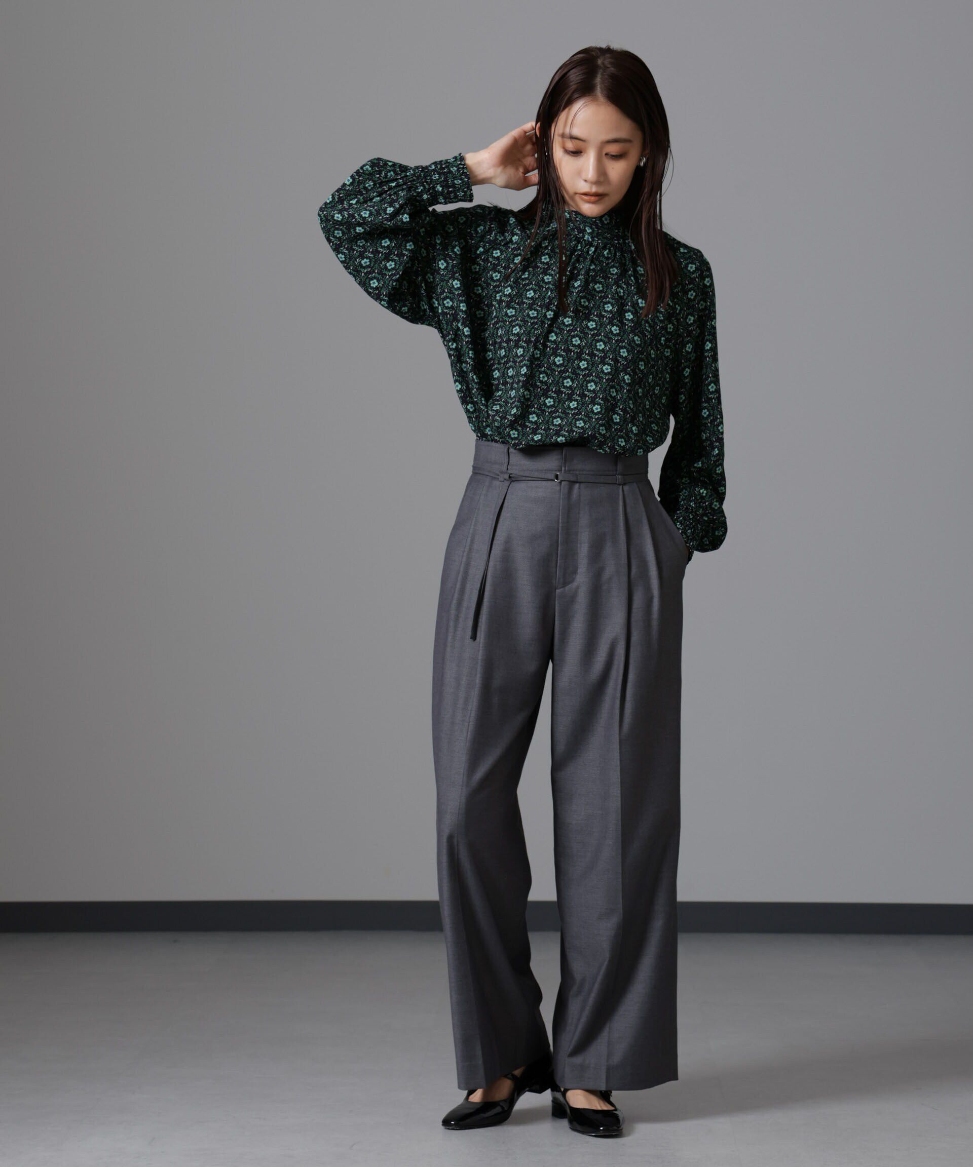 nano･universe「サークルフラワープリントギャザーブラウス」|シャツ・ブラウス|