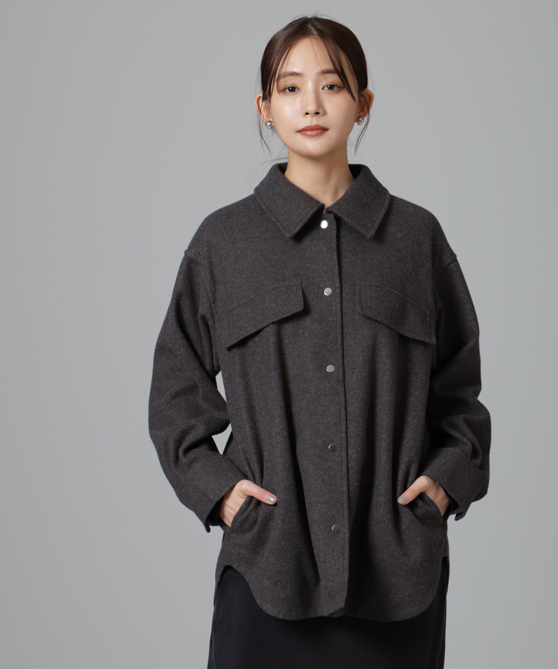 nano･universe「ニードルジャージーベルテッドシャツジャケット」|シャツ・ブラウス|