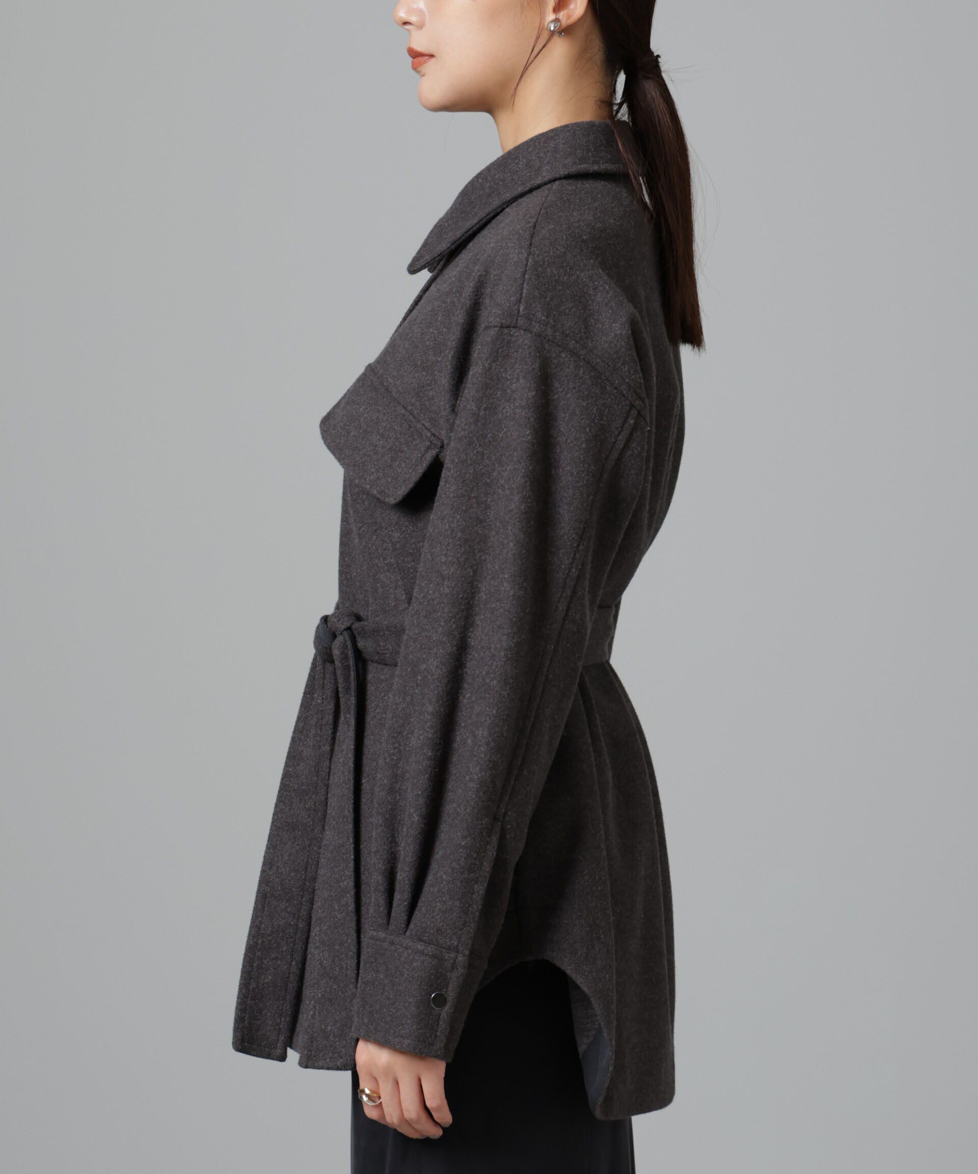 nano･universe「ニードルジャージーベルテッドシャツジャケット」|シャツ・ブラウス|