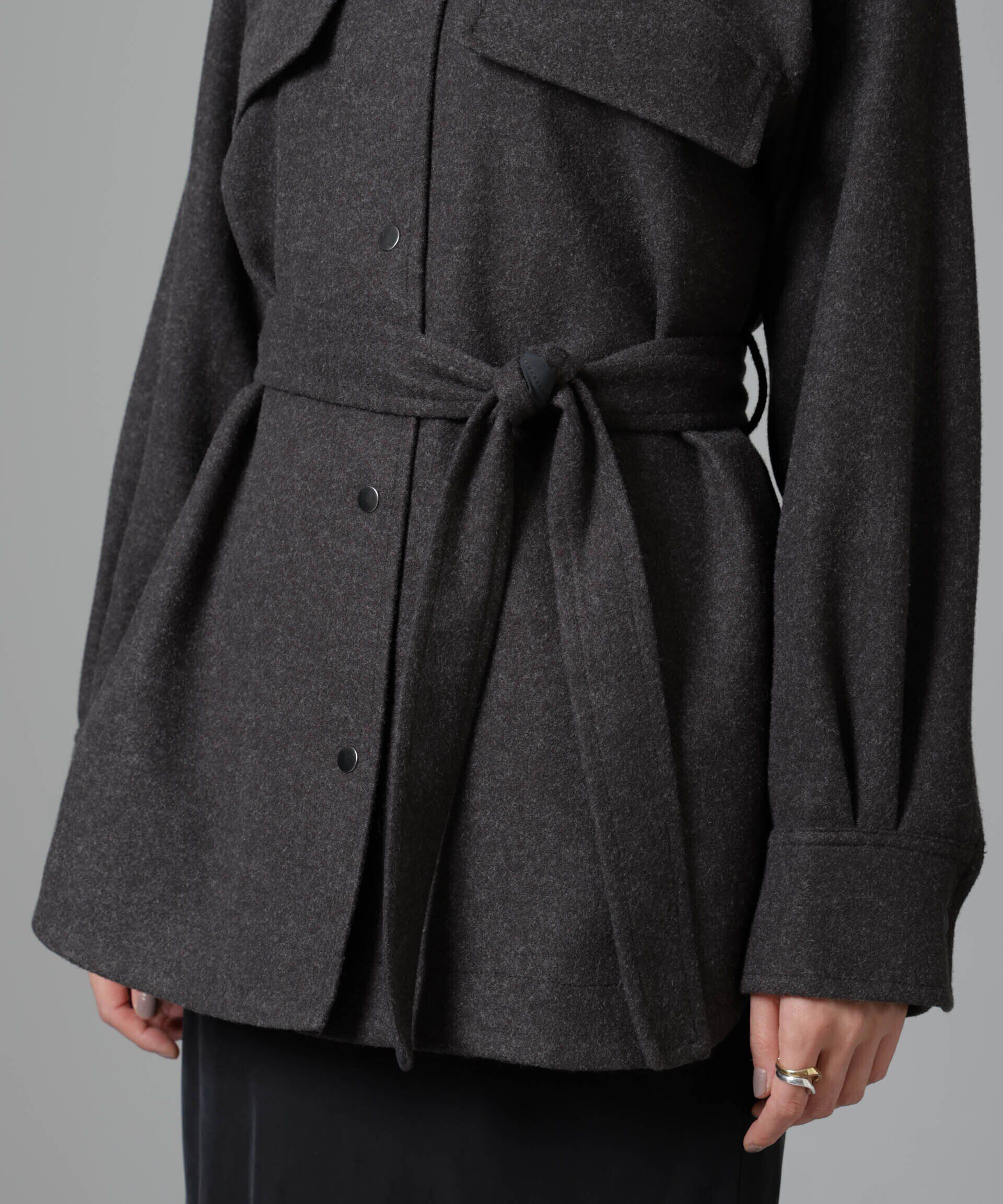 nano･universe「ニードルジャージーベルテッドシャツジャケット」|シャツ・ブラウス|