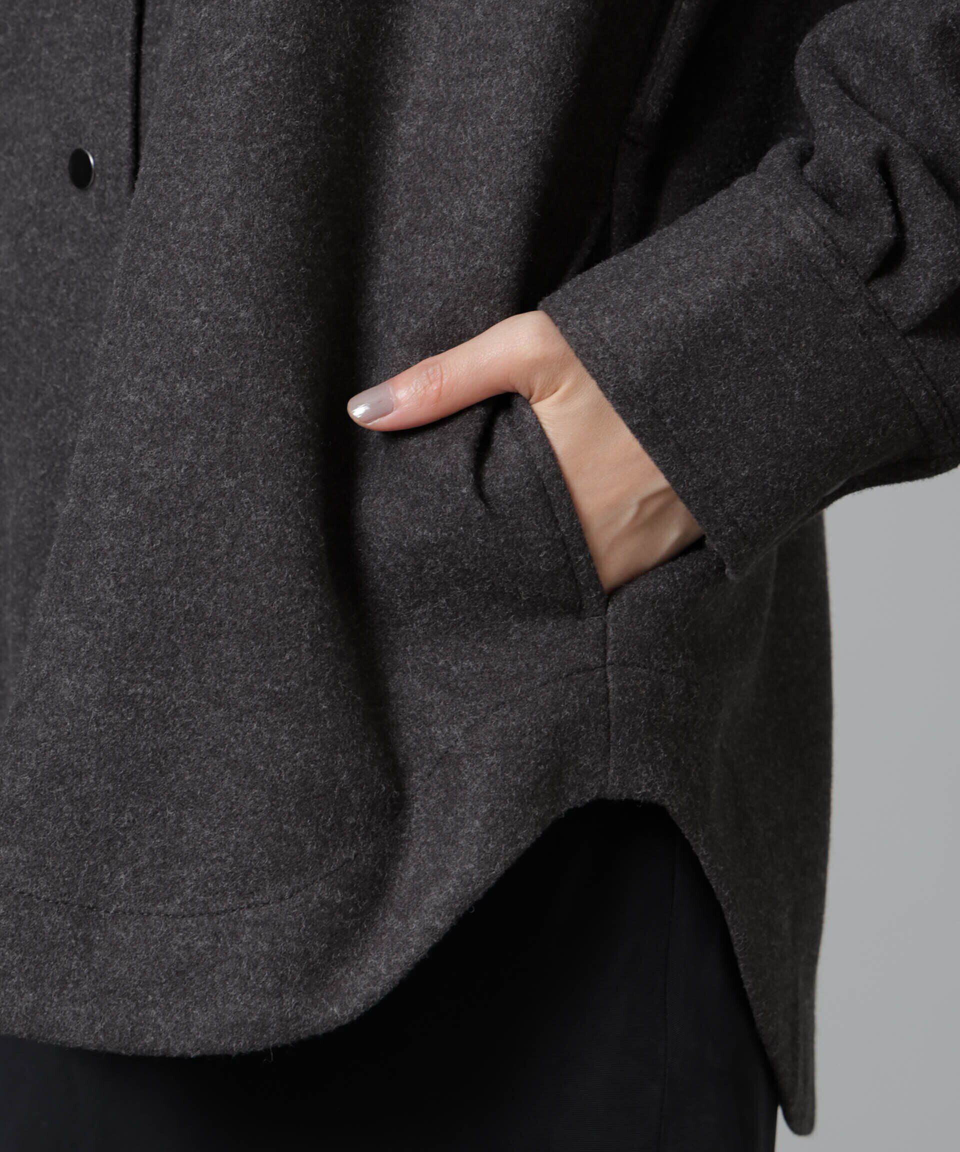 nano･universe「ニードルジャージーベルテッドシャツジャケット」|シャツ・ブラウス|