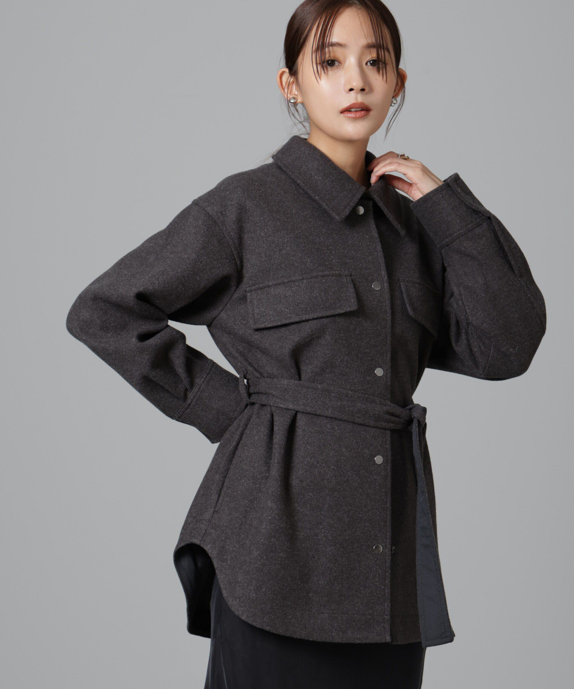 nano･universe「ニードルジャージーベルテッドシャツジャケット」|シャツ・ブラウス|