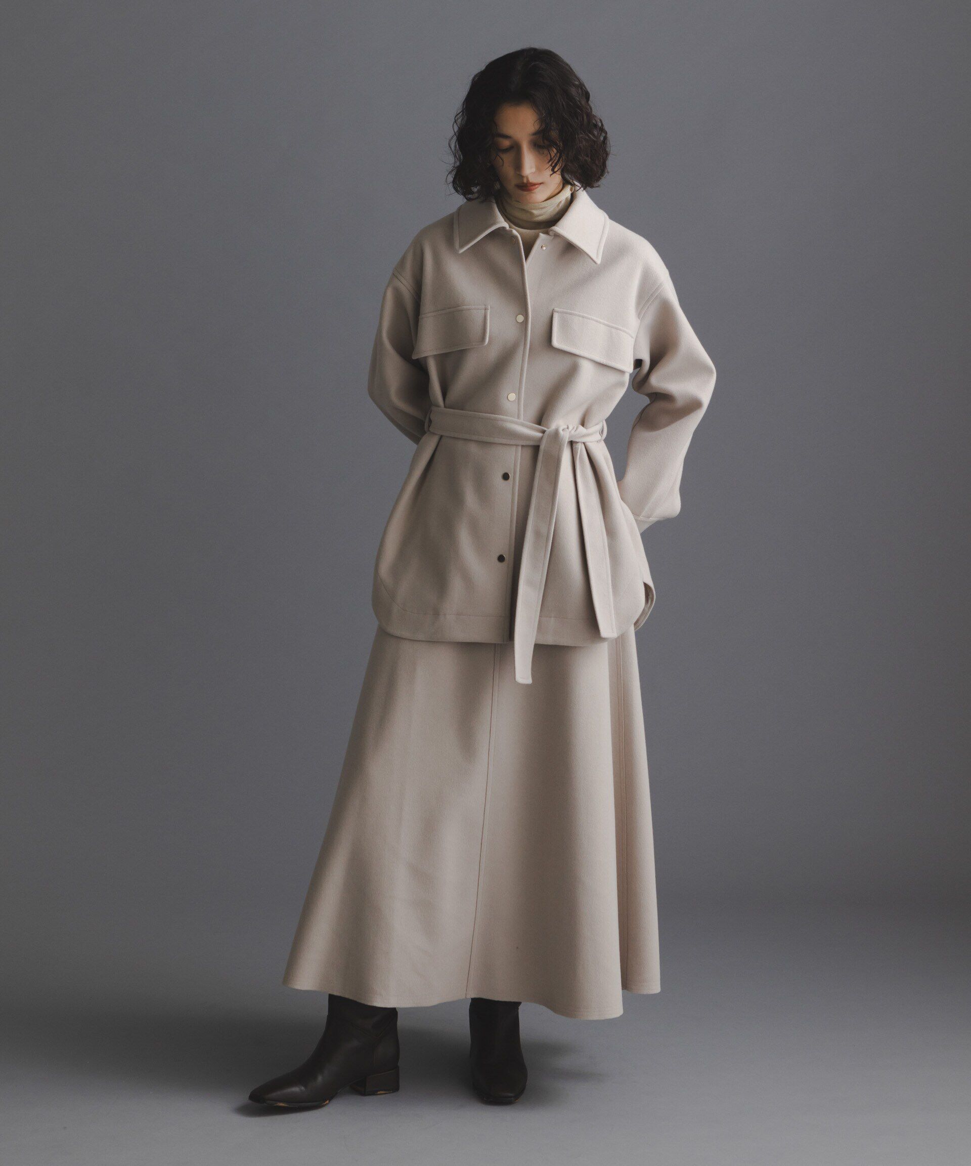 nano･universe「ニードルジャージーベルテッドシャツジャケット」|シャツ・ブラウス|