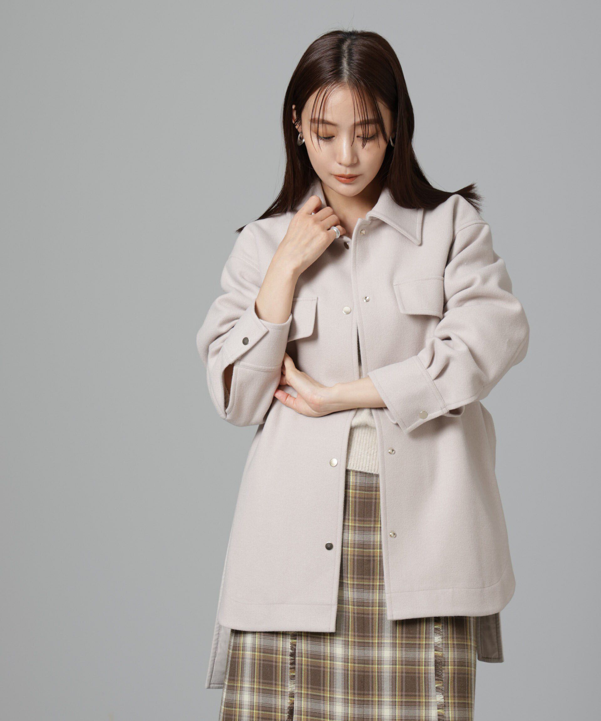 nano･universe「ニードルジャージーベルテッドシャツジャケット」|シャツ・ブラウス|