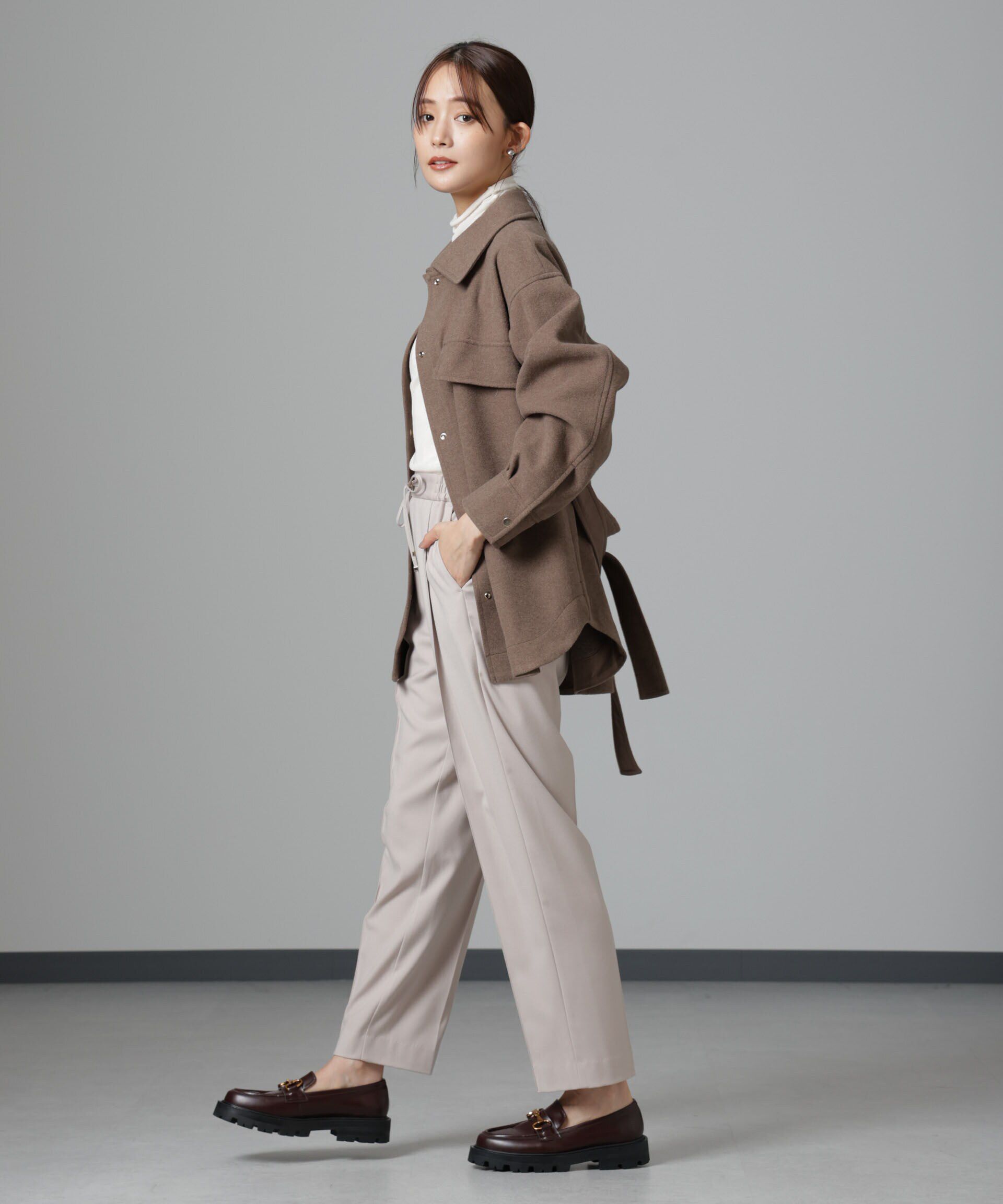 nano･universe「ニードルジャージーベルテッドシャツジャケット」|シャツ・ブラウス|