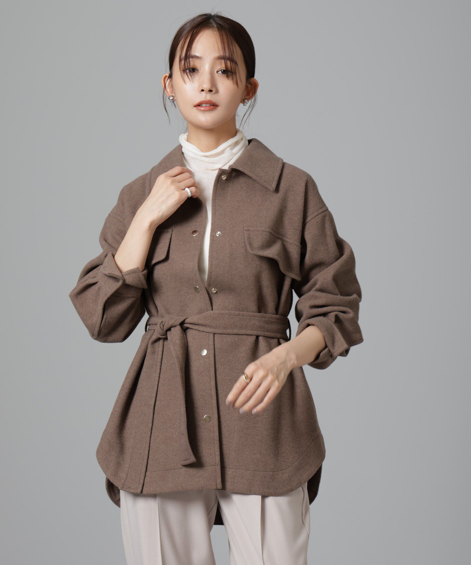 nano･universe「ニードルジャージーベルテッドシャツジャケット」|シャツ・ブラウス|