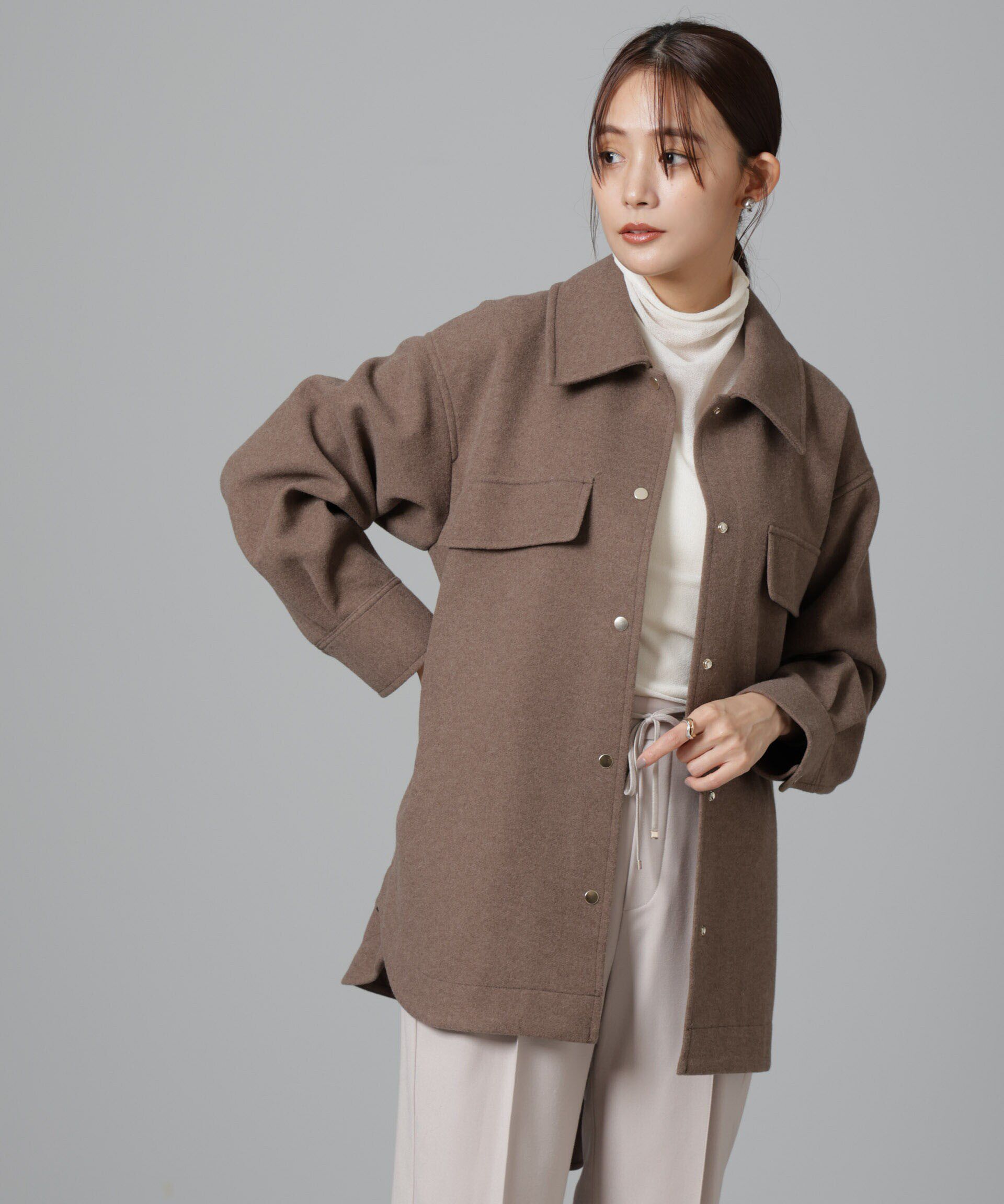 nano･universe「ニードルジャージーベルテッドシャツジャケット」|シャツ・ブラウス|