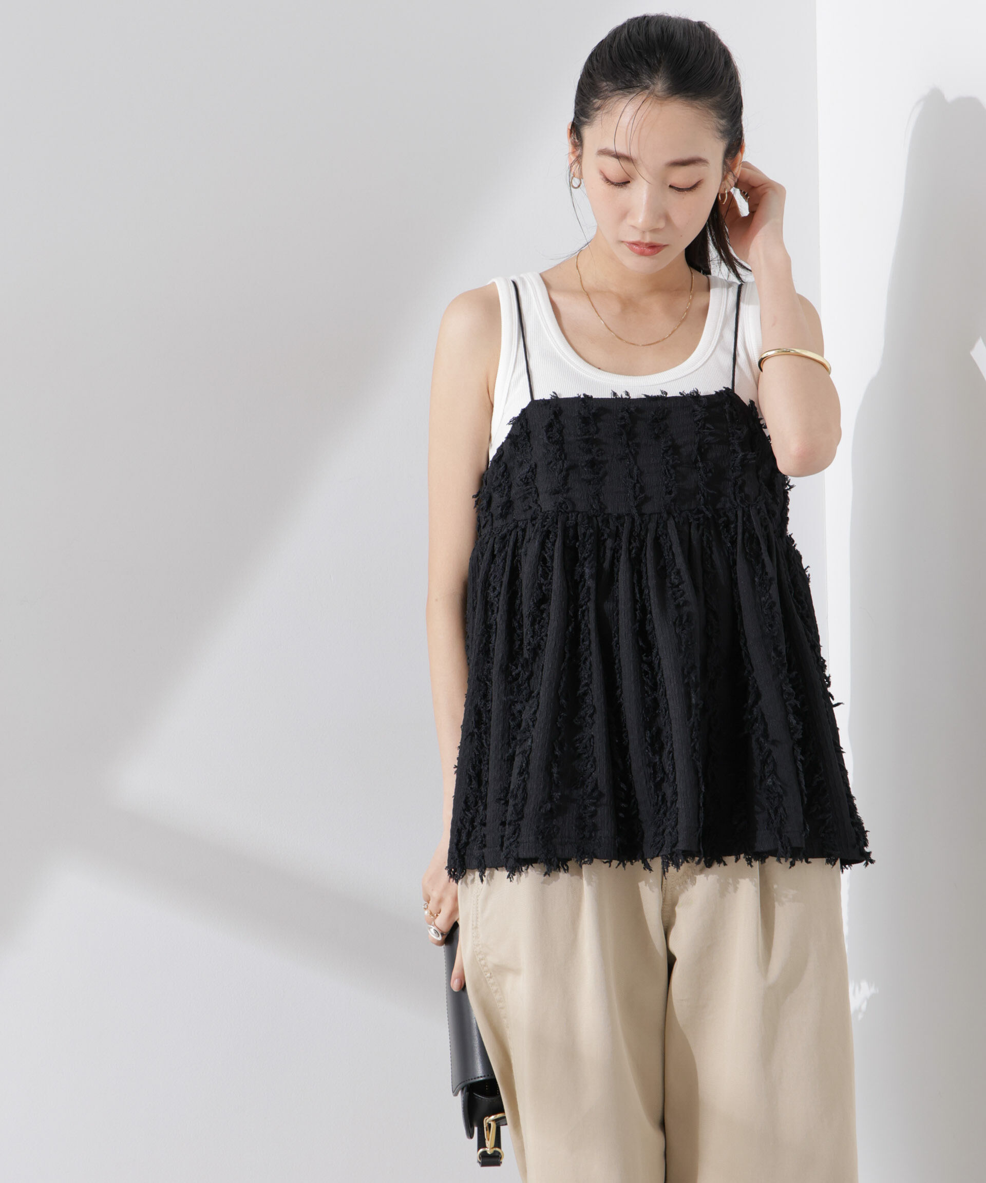 nano･universe「フリンジキャミソールビスチェ」|シャツ・ブラウス|