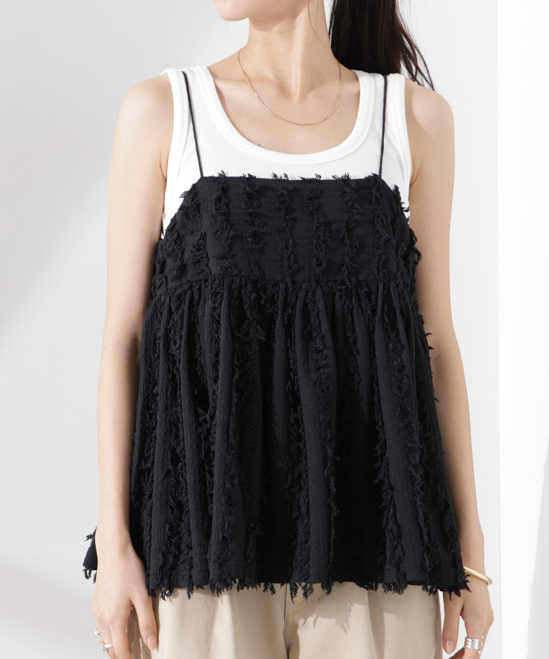 nano･universe「フリンジキャミソールビスチェ」|シャツ・ブラウス|