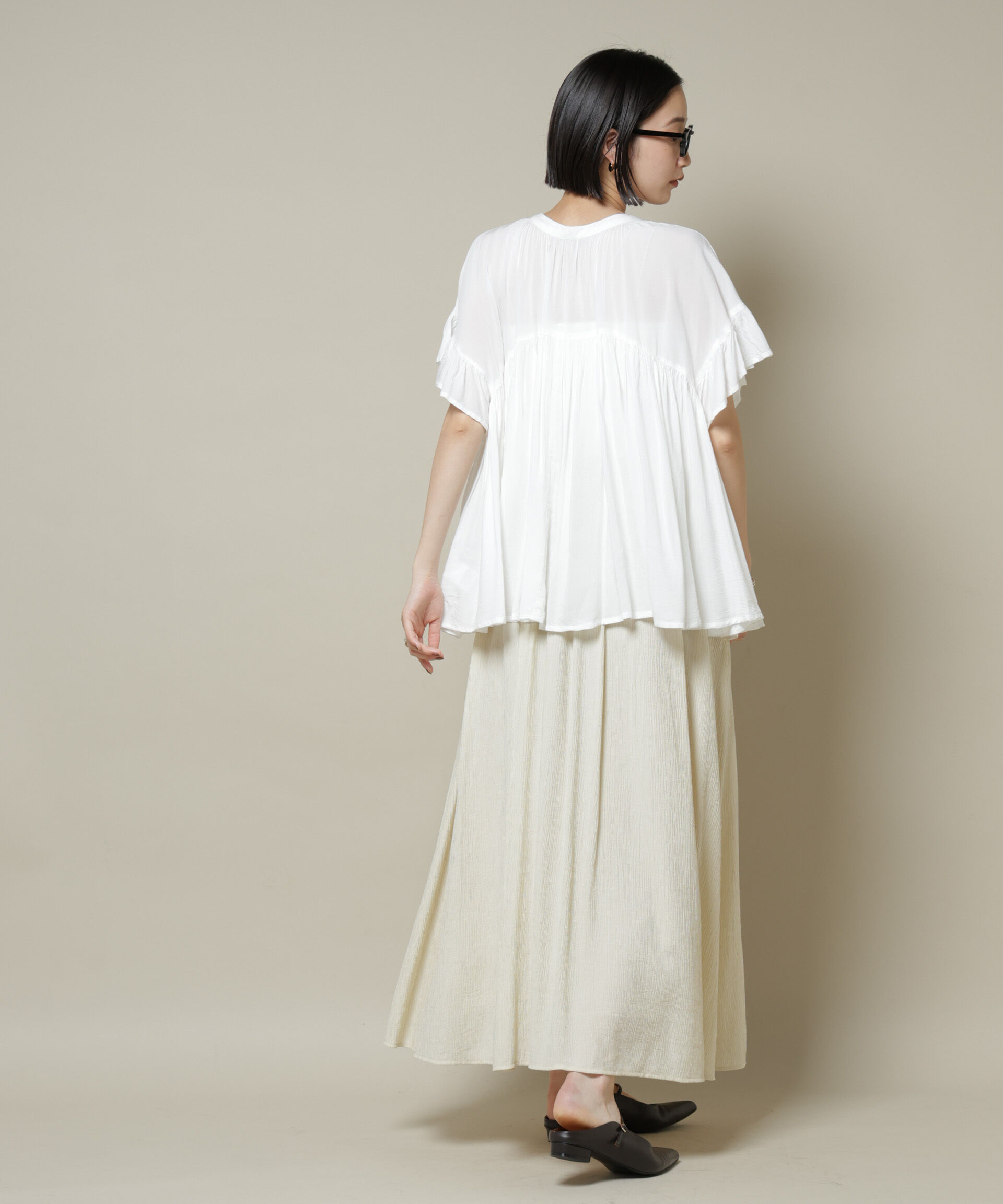 nano･universe「楊柳タックフレアスカート」|スカート|