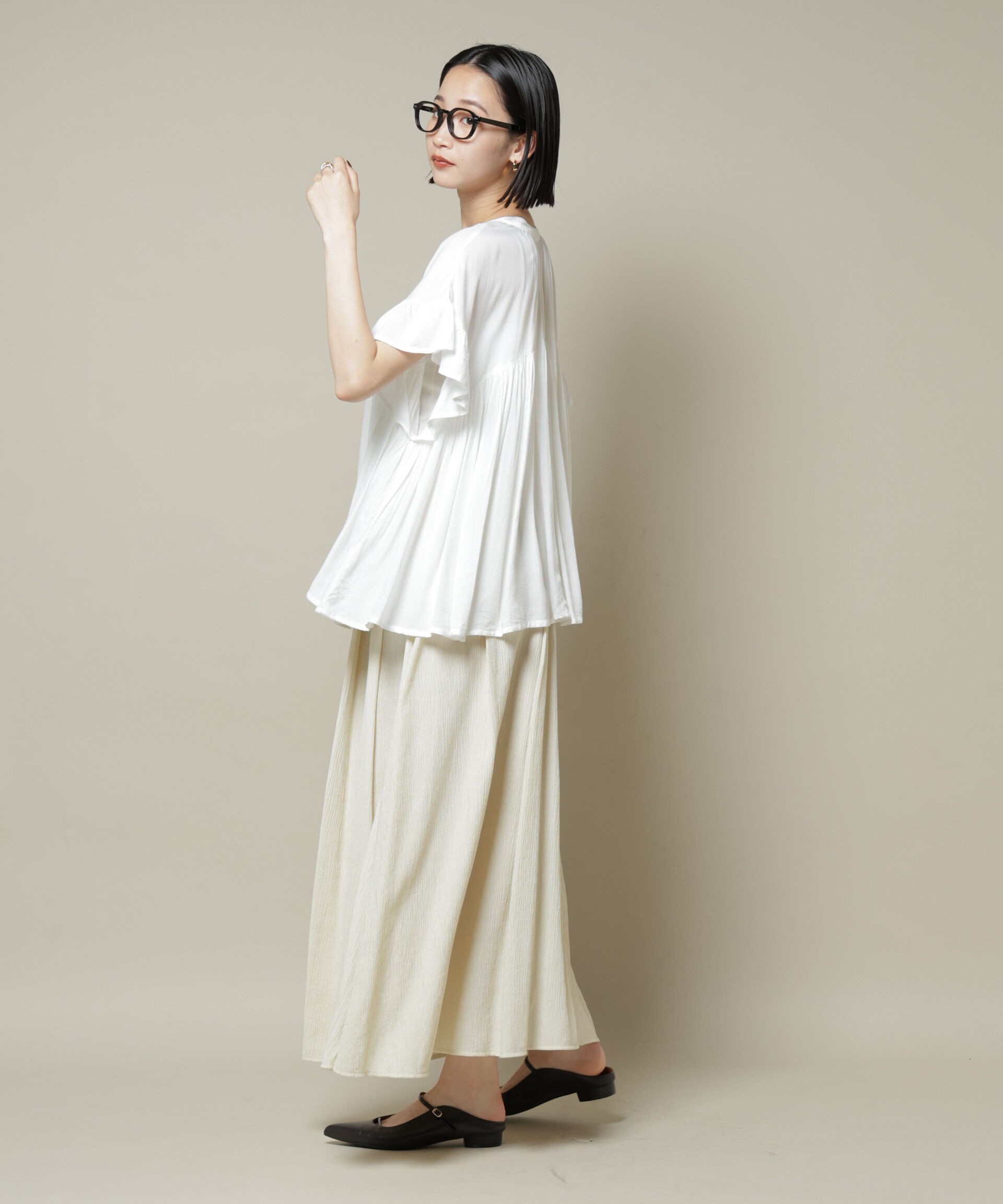 nano･universe「楊柳タックフレアスカート」|スカート|