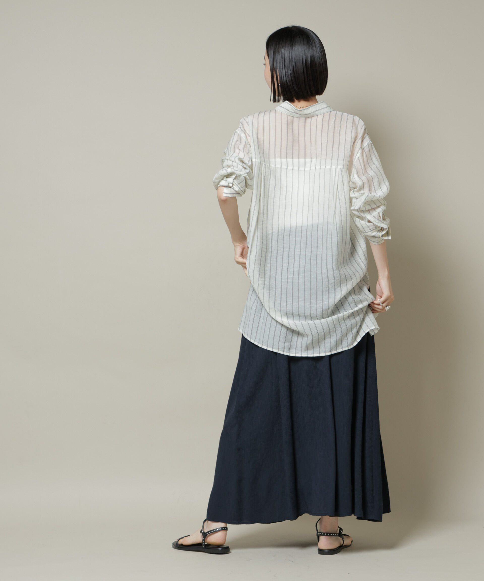 nano･universe「楊柳タックフレアスカート」|スカート|