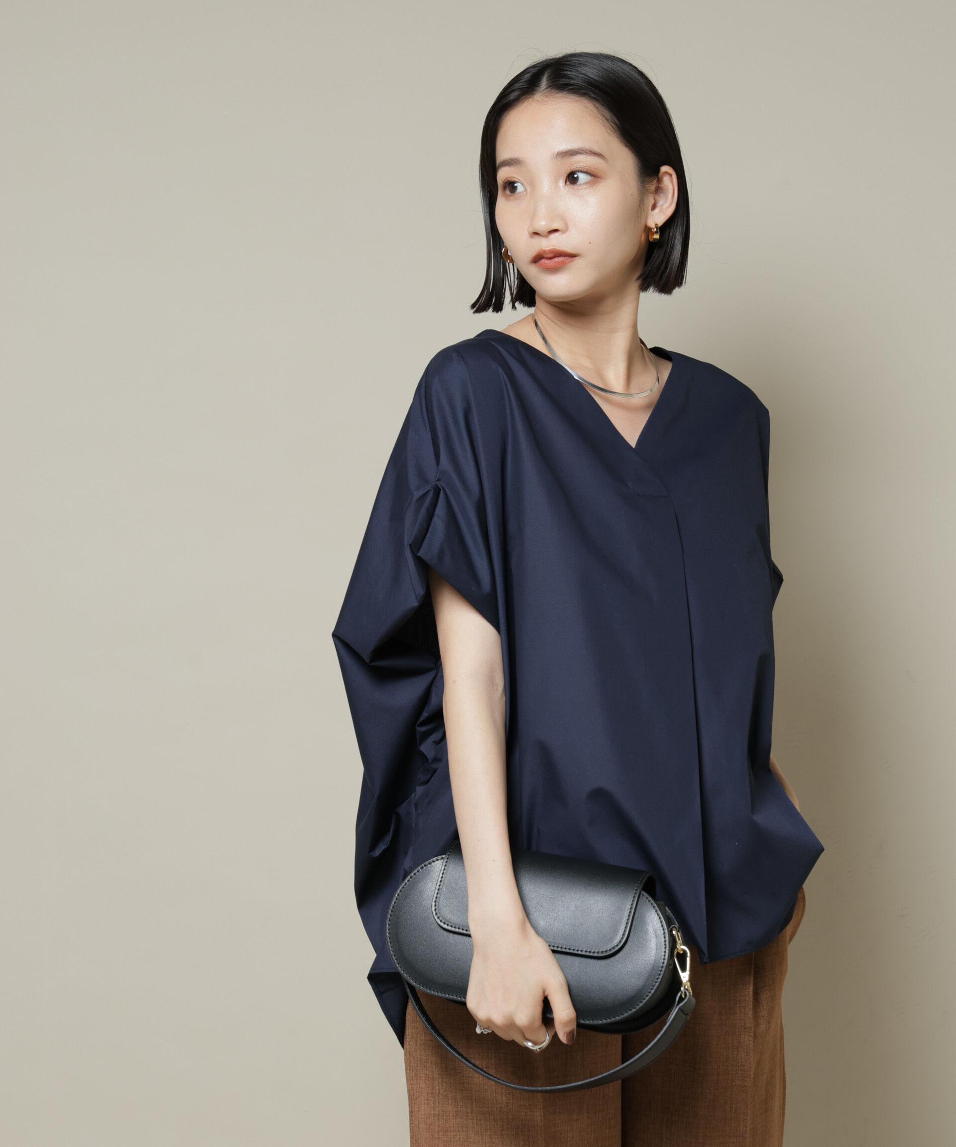 nano･universe「ドルマンワイドスキッパーブラウス」|シャツ・ブラウス|D.ネイビー1
