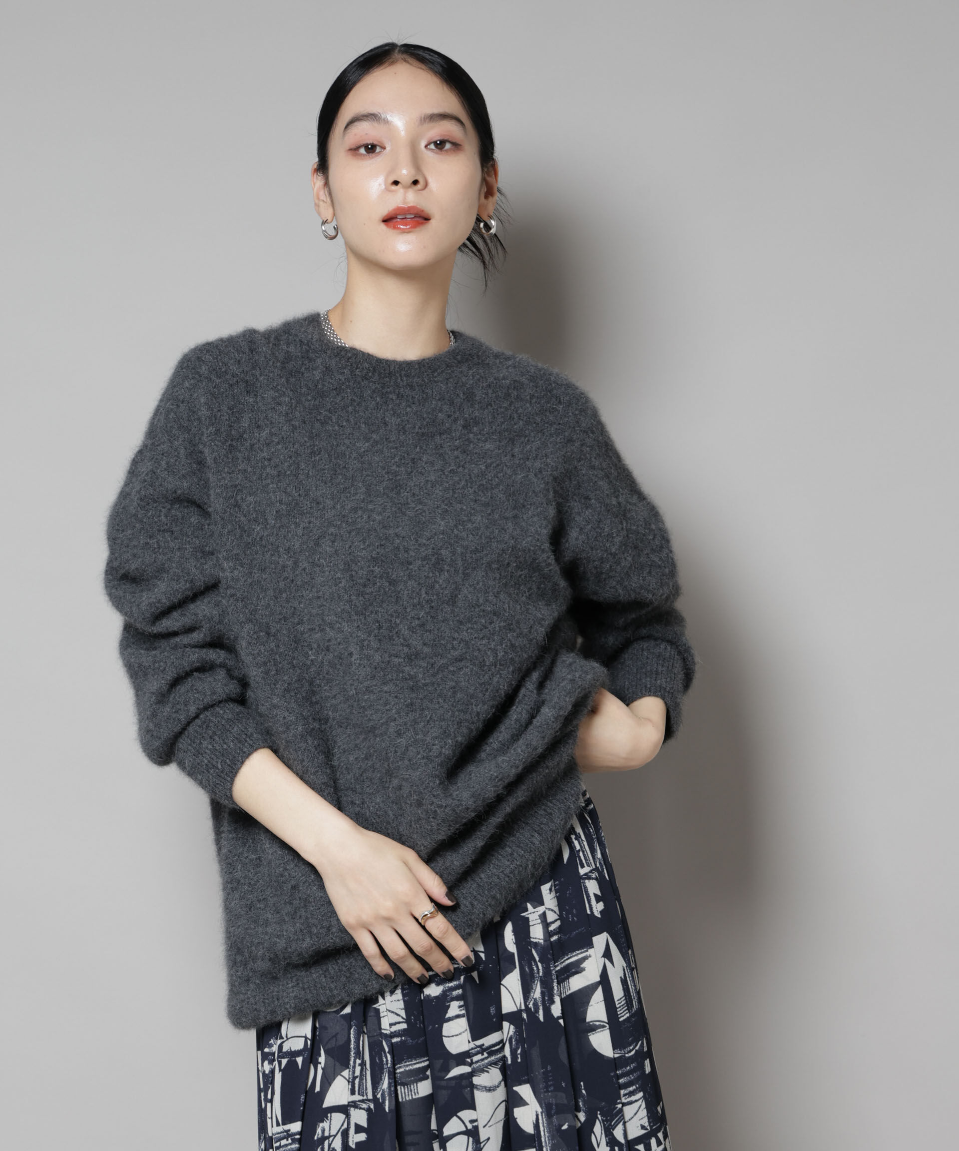 nano･universe「ウォッシャブルフォックスクルーワイドニットプルオーバー」|ニット・セーター|