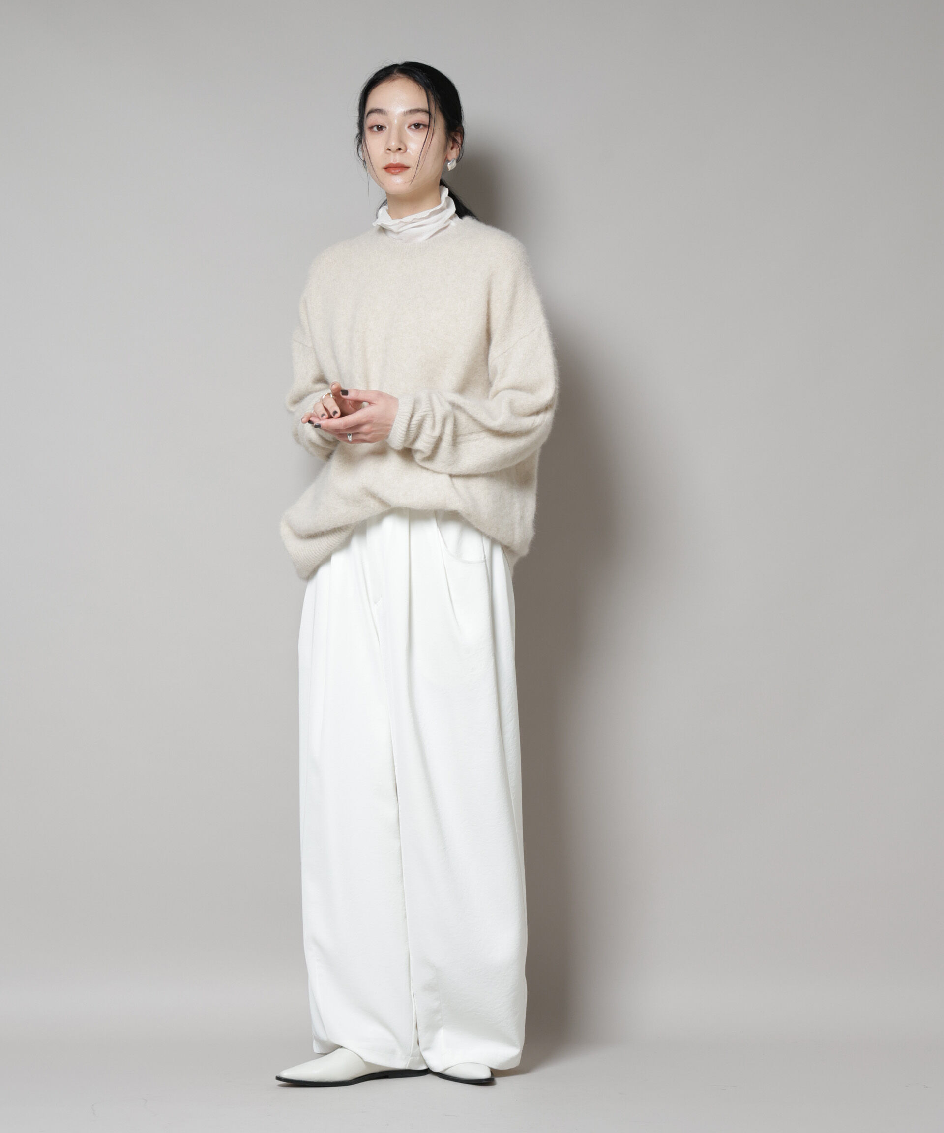 nano･universe「ウォッシャブルフォックスクルーワイドニットプルオーバー」|ニット・セーター|