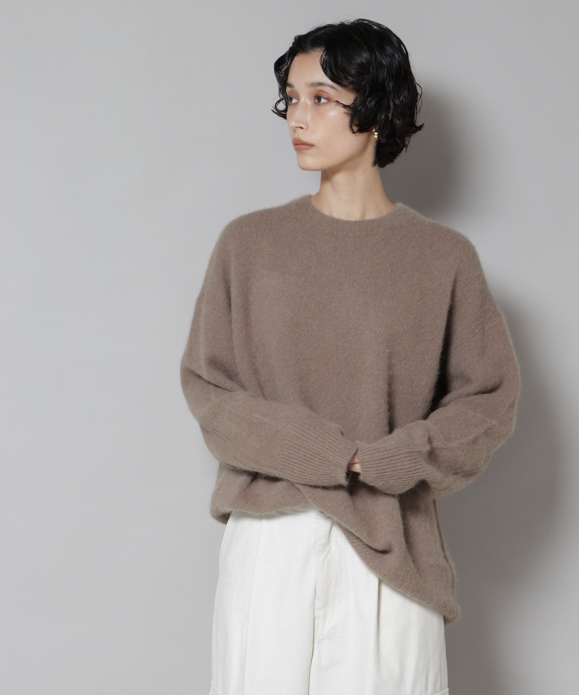 nano･universe「ウォッシャブルフォックスクルーワイドニットプルオーバー」|ニット・セーター|