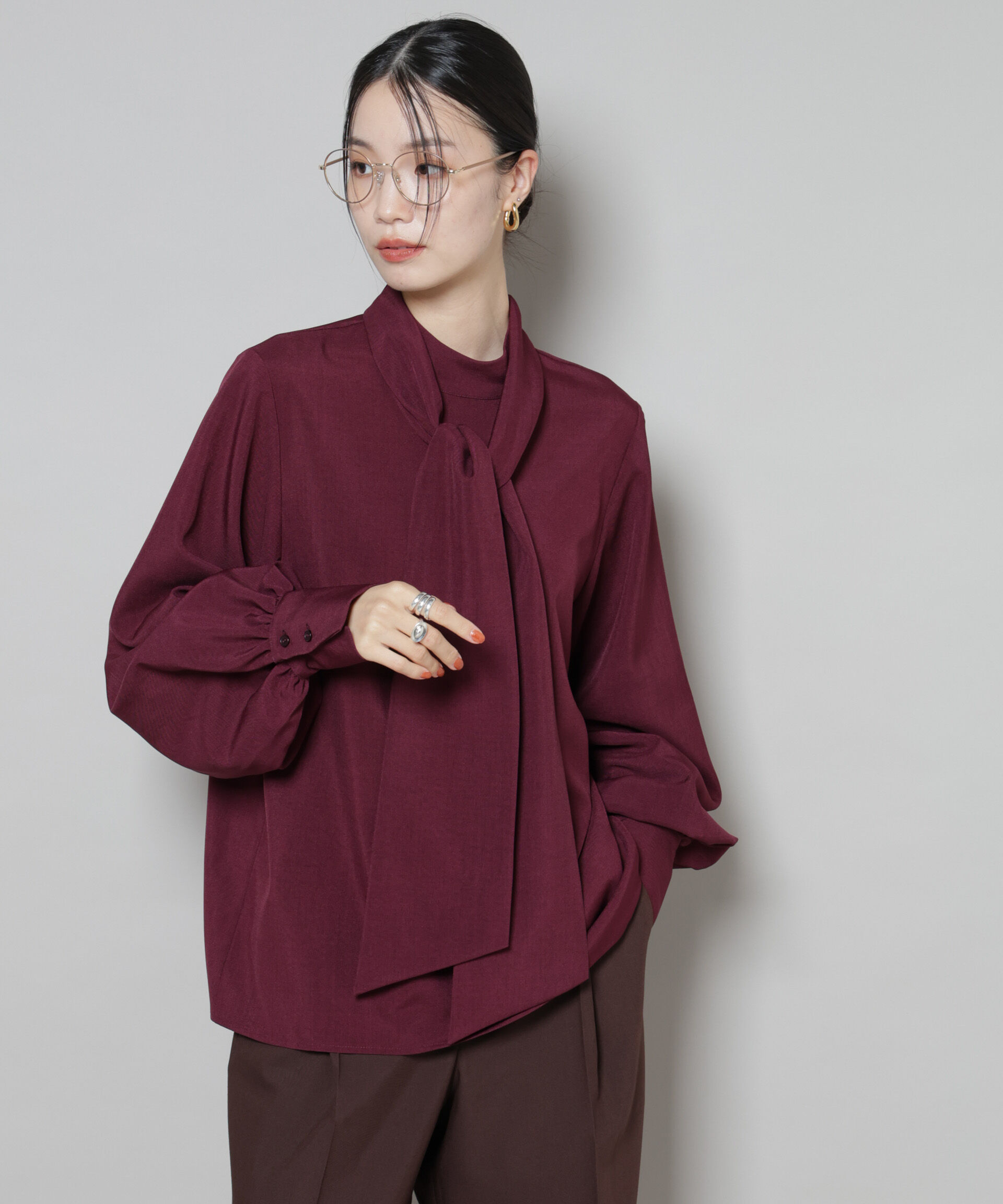 nano･universe「ボータイ取り外し可能2wayブラウス」|シャツ・ブラウス|