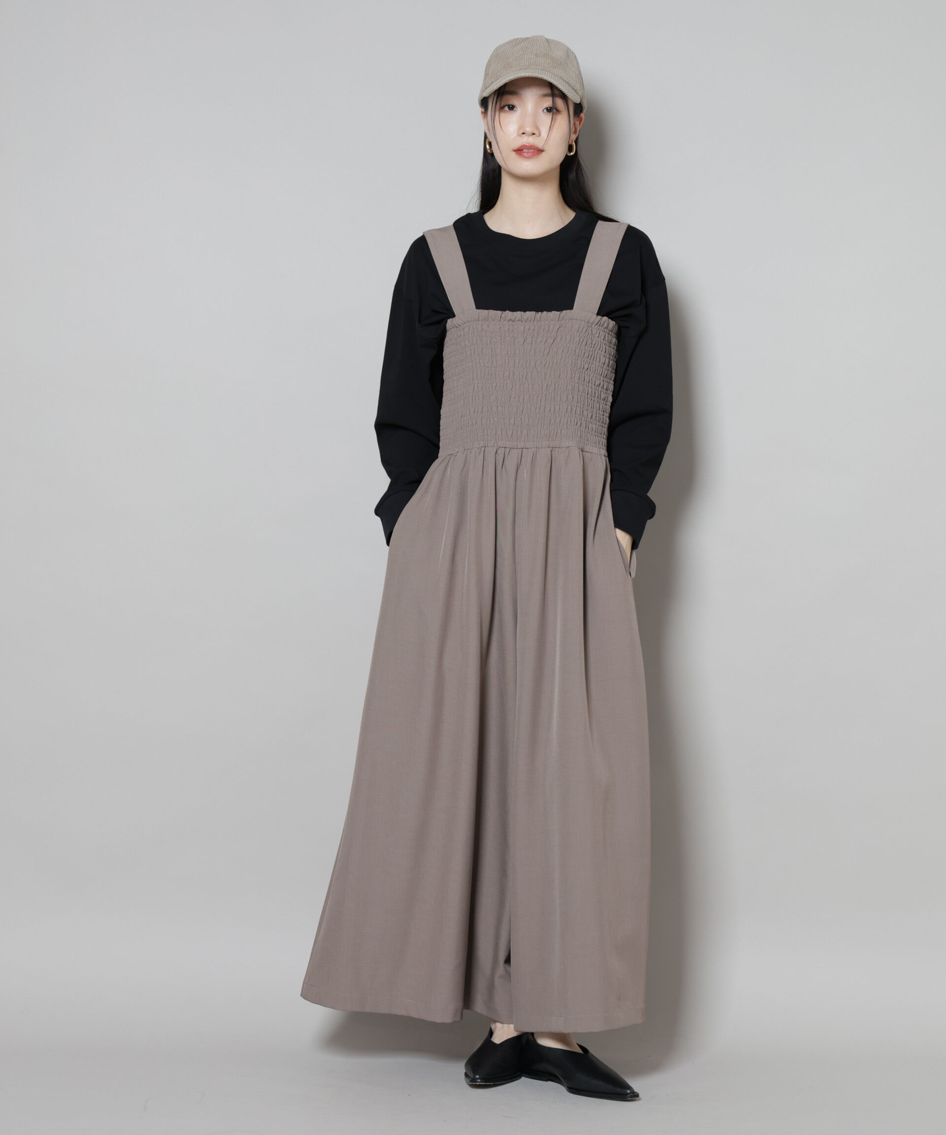 nano･universe「シャーリングサロペット」|ワンピース|